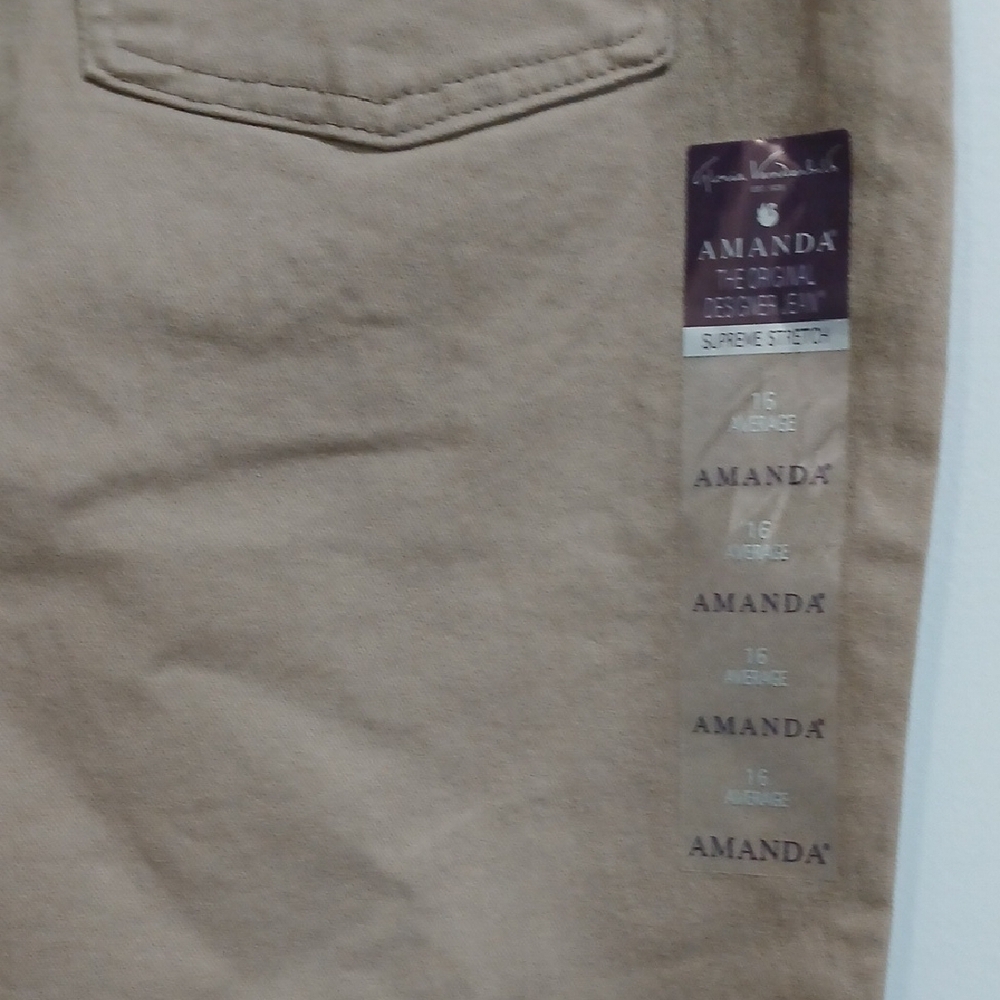 Gloria Vanderbilt Tan Straight-Leg Pants, New With Tags, Sz 16, Stretch - Picture 4 of 13